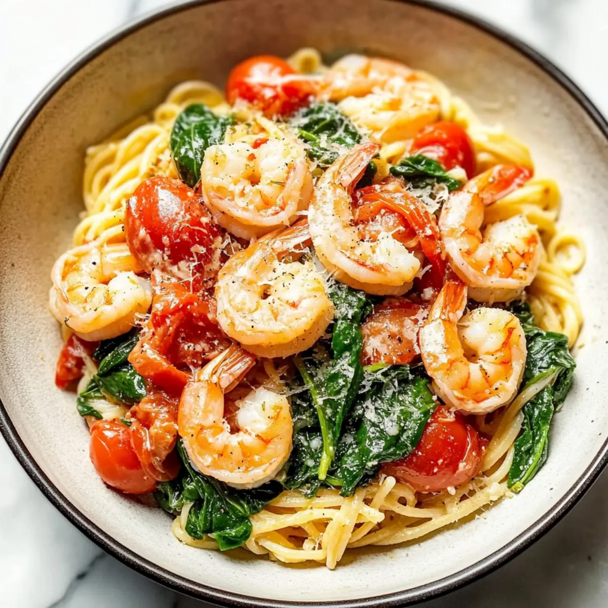 Delicious Tomato Spinach Shrimp Pasta Ready in 30 Minutes