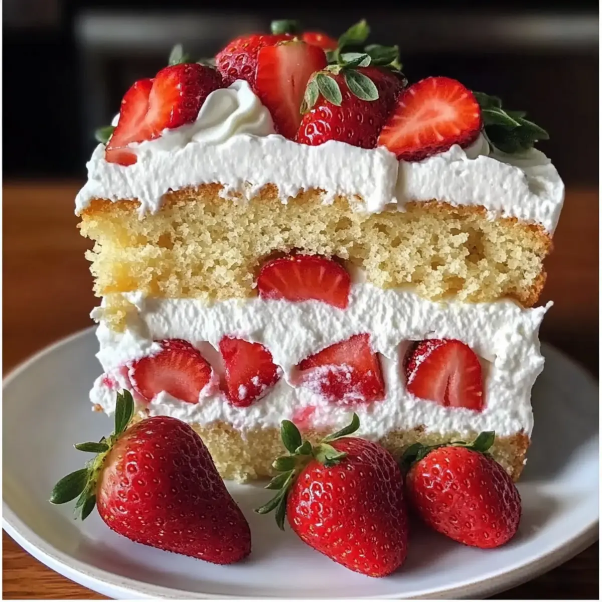 Moist Strawberry Shortcake Cake with Whipped Cream Frosting Bliss
