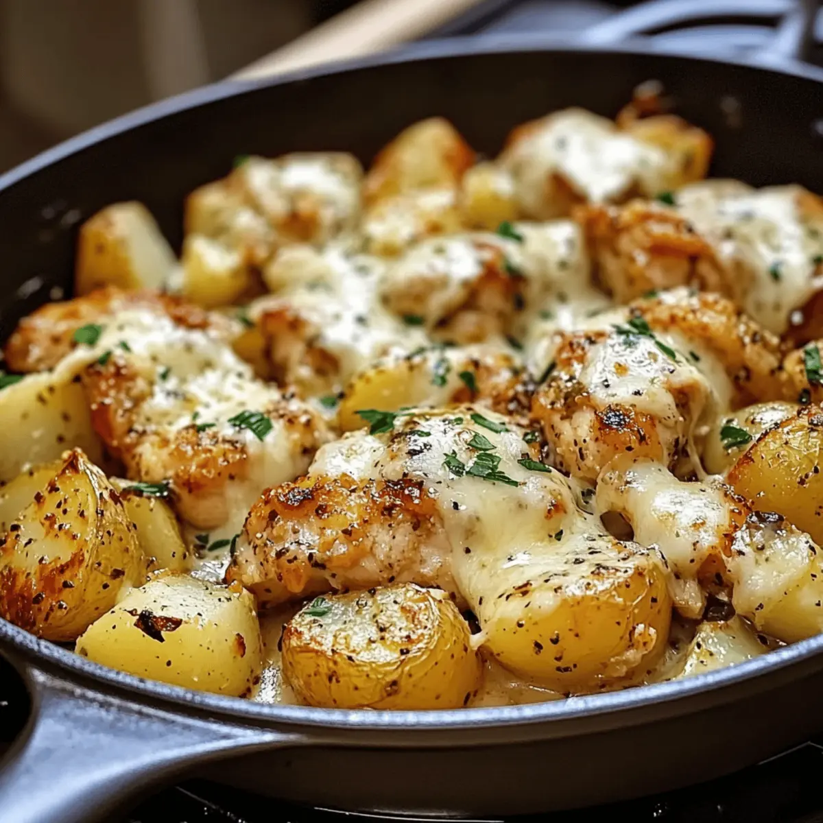 Garlic Parmesan Chicken and Potatoes Skillet Bliss