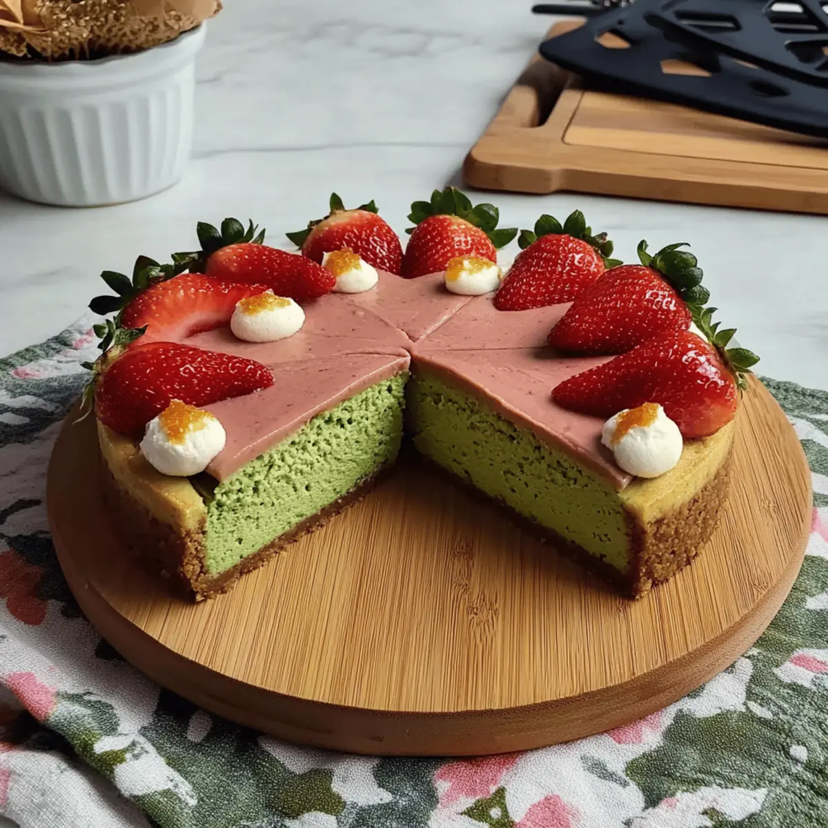 Creamy Strawberry Matcha Basque Cheesecake to Savor
