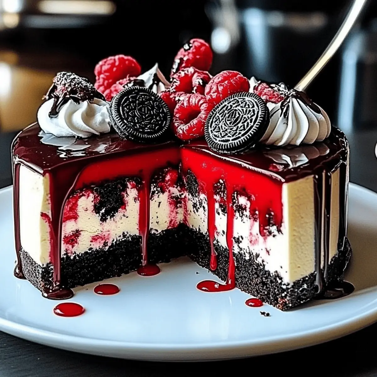 Galactic Oreo Cheesecake with Cosmic Drip: A Dreamy Delight