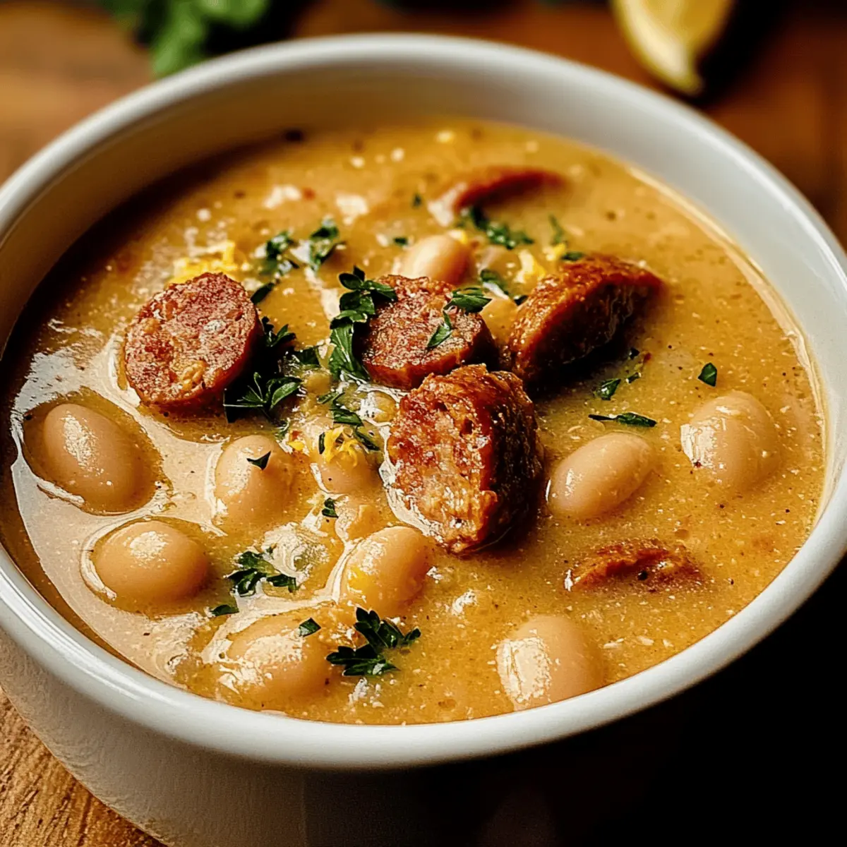 Warm Up with Cozy Creamy Bean Soup with Sausage Delight
