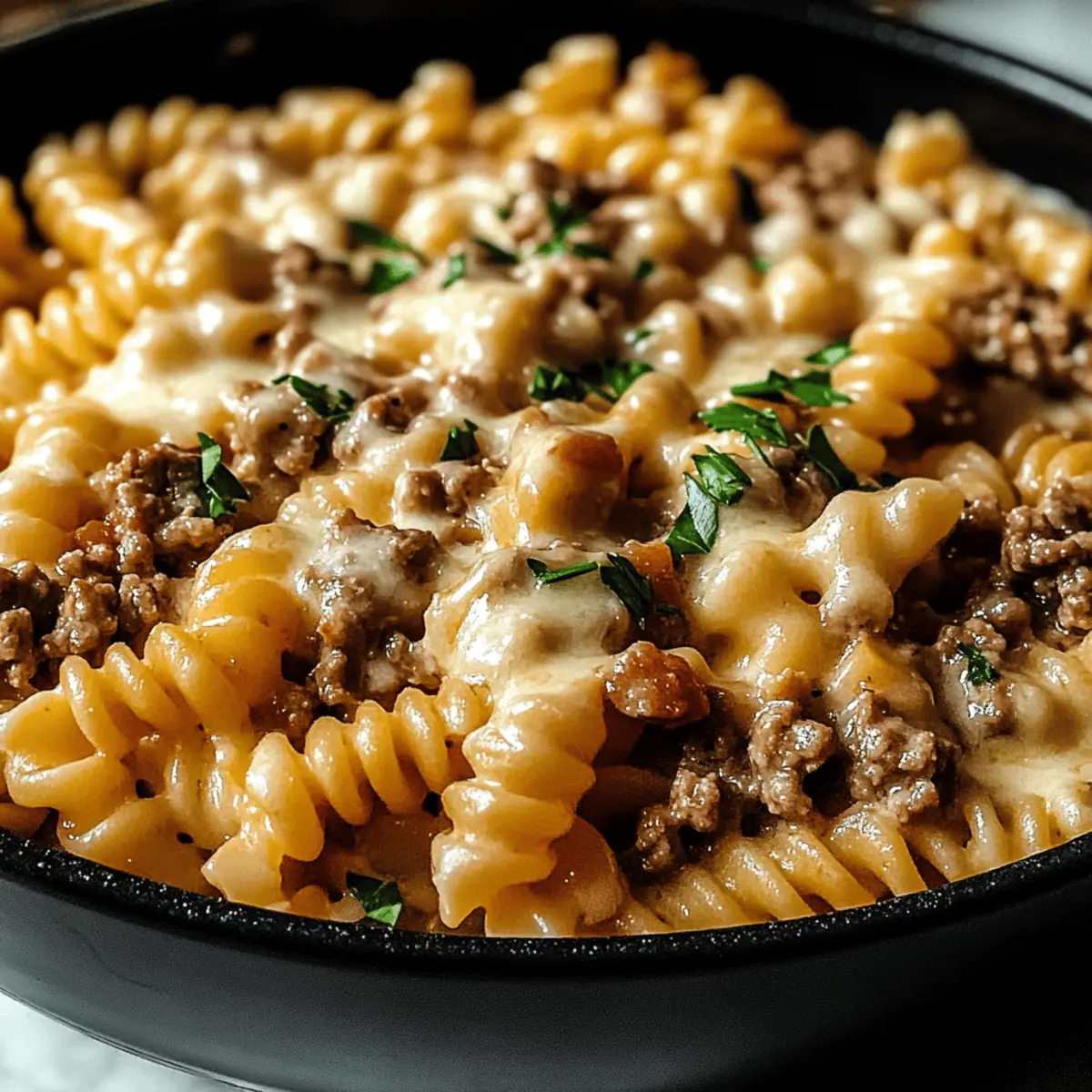 Satisfy Your Cravings with Creamy Ground Beef Pasta Delight