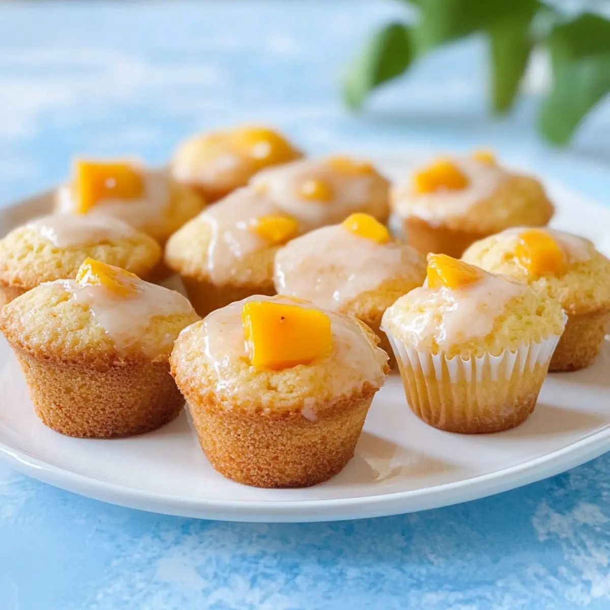 Moist Mango Muffins with Passion Fruit Glaze for a Tropical Treat