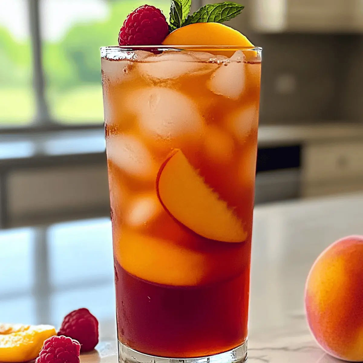 Refreshing Bellini Peach Raspberry Iced Tea for Summer Sips