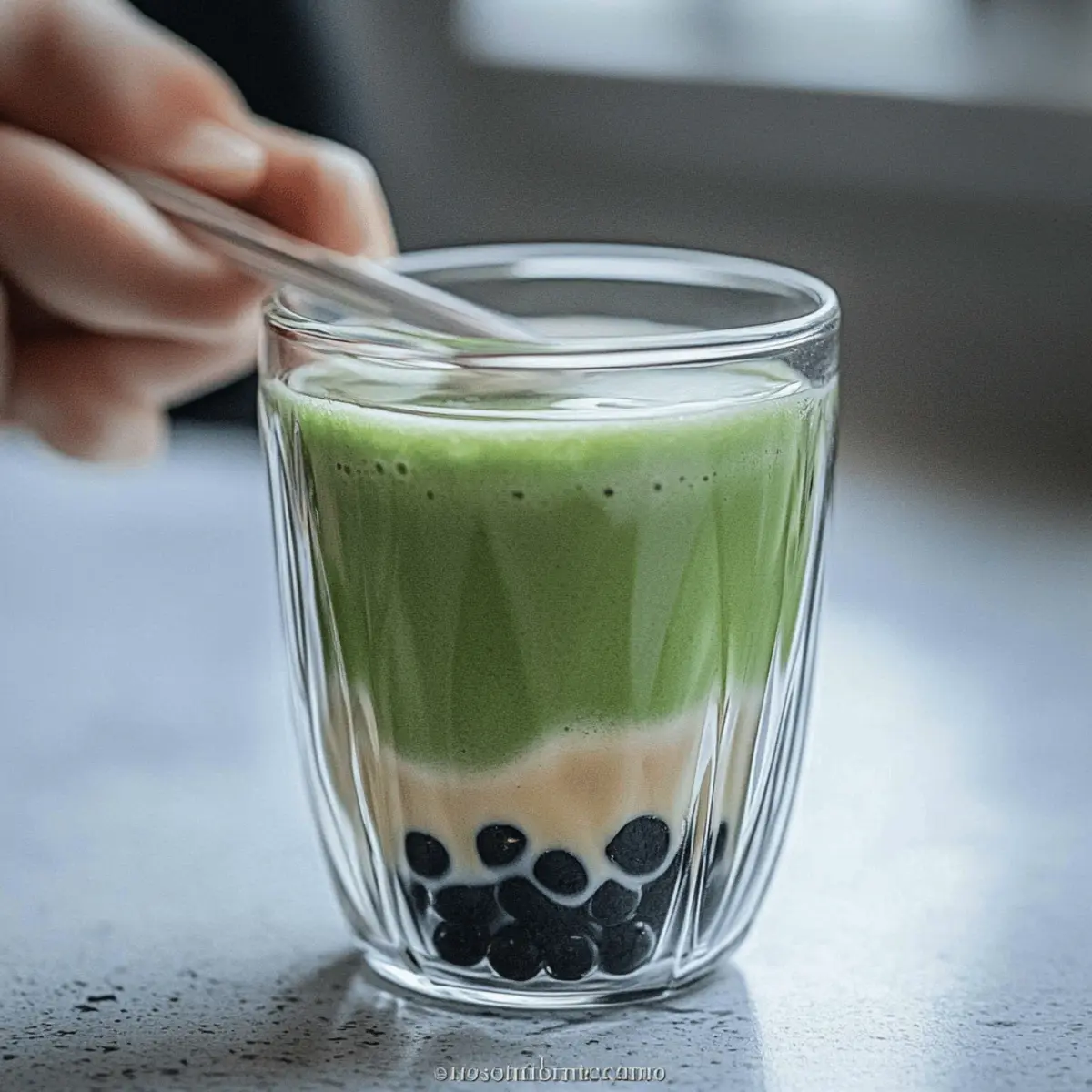 Deliciously Creamy Matcha Boba Tea Made at Home
