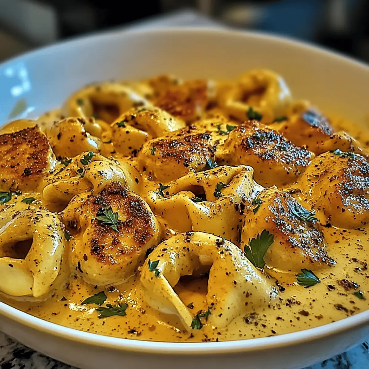 Cajun Chicken Tortellini with Garlic Sauce in 30 Minutes