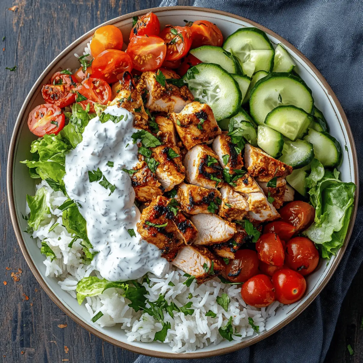 Savory Chicken Shawarma Bowl with Creamy Garlic Sauce