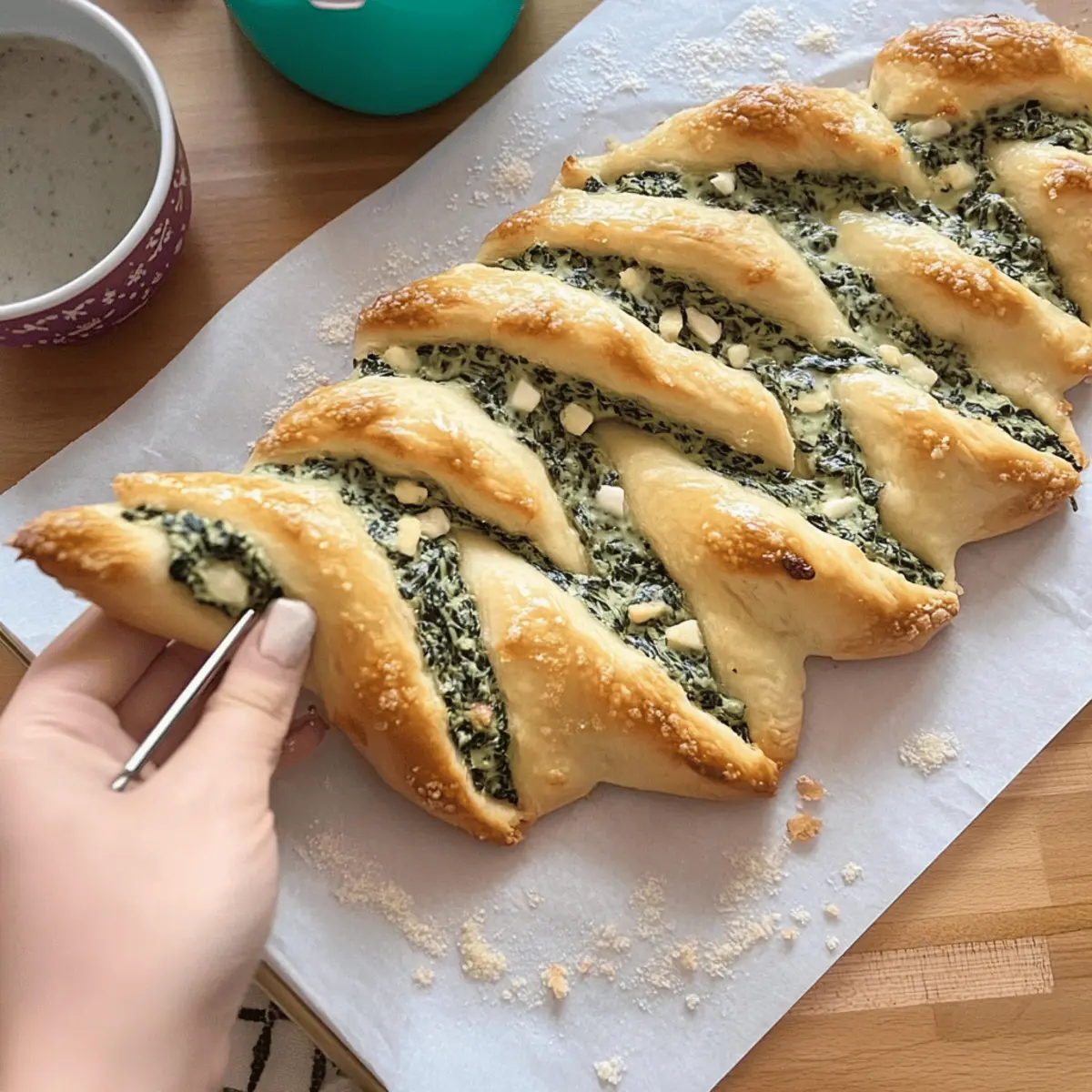 Delicious Christmas Tree Spinach Dip Breadsticks for Holiday Fun