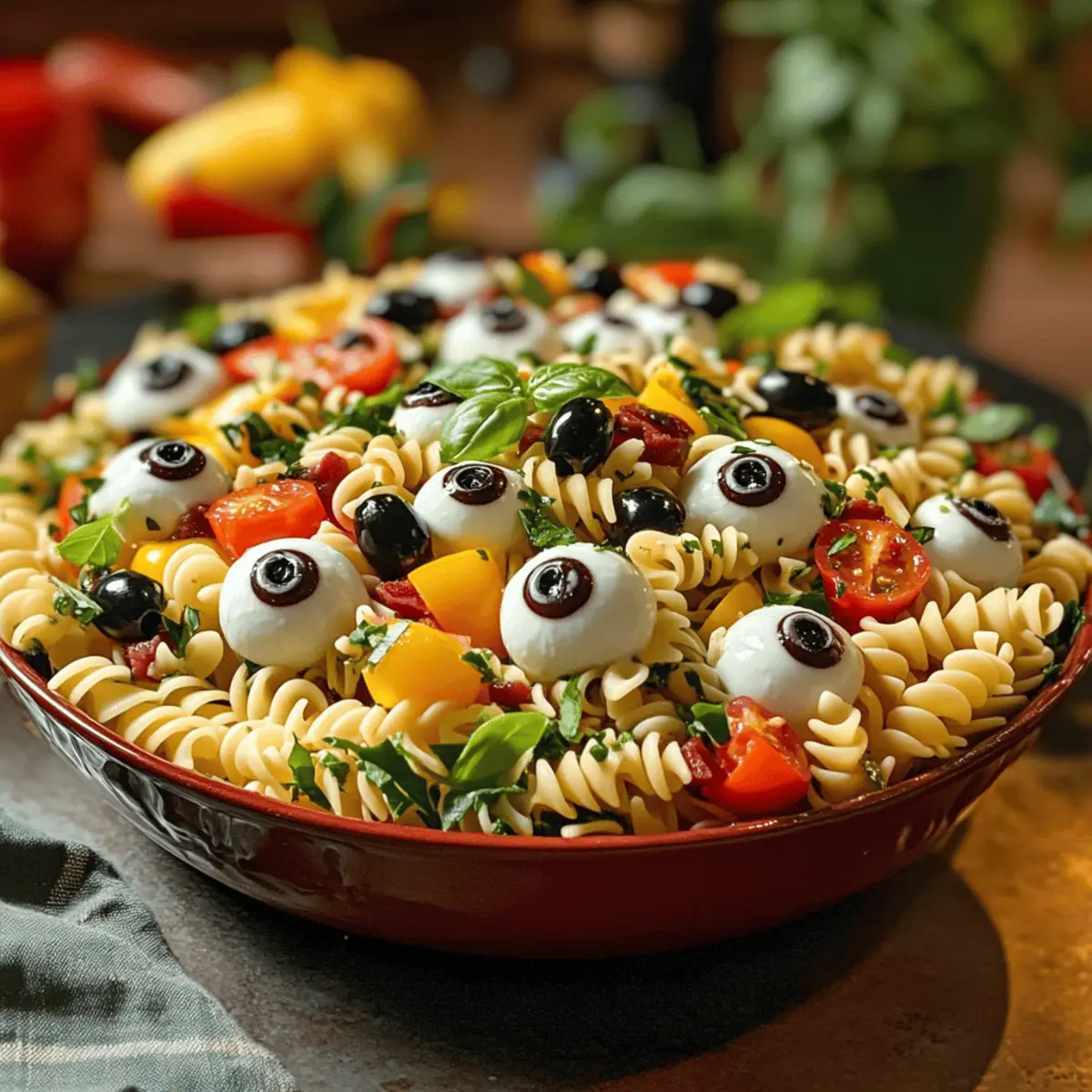 Spooky Eyeball Pasta Salad That Will Wow Your Halloween Guests