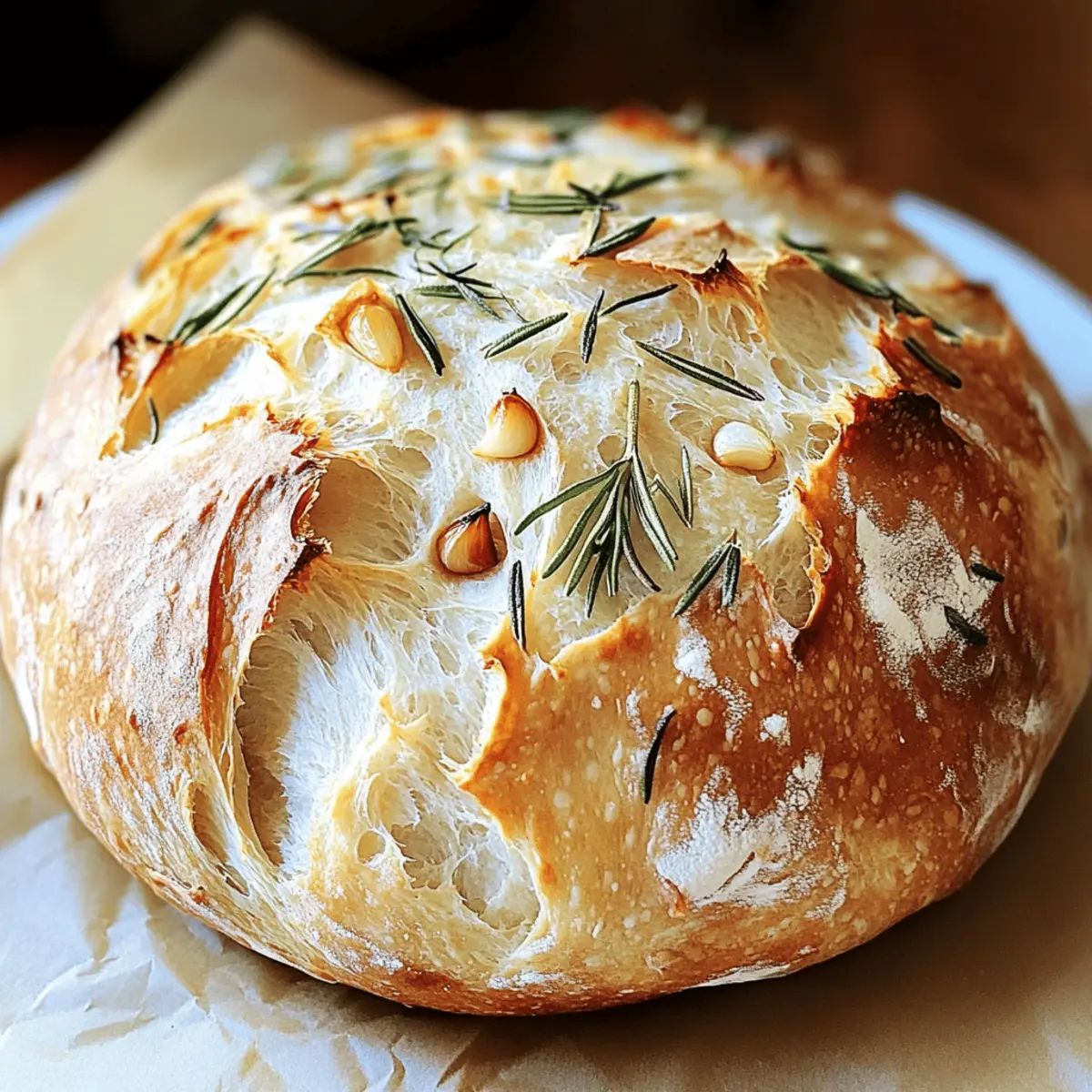 Rosemary & Roasted Garlic Artisan Bread: No-Knead Delight