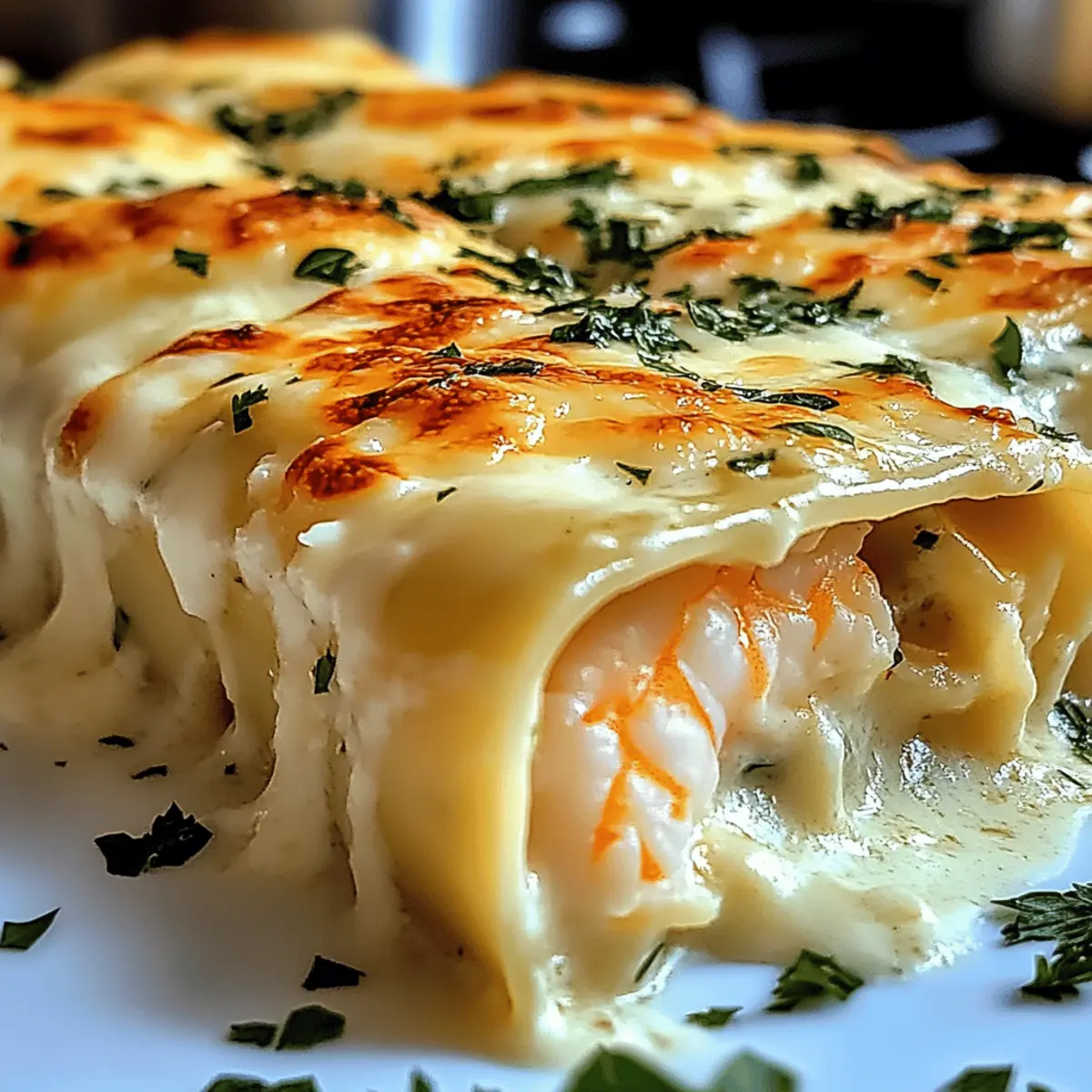 Mouthwatering Shrimp & Crab Alfredo Lasagna Roll Delight
