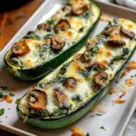 Spinach, Mushroom, and Ricotta Stuffed Zucchini Boats