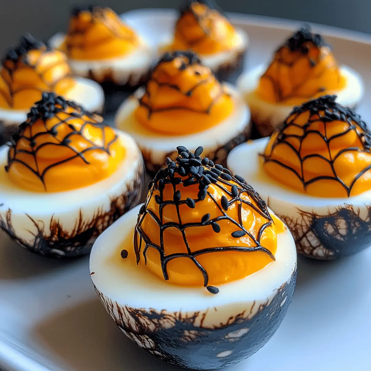 Spooky Spiderweb Deviled Eggs for a Fun Halloween Treat