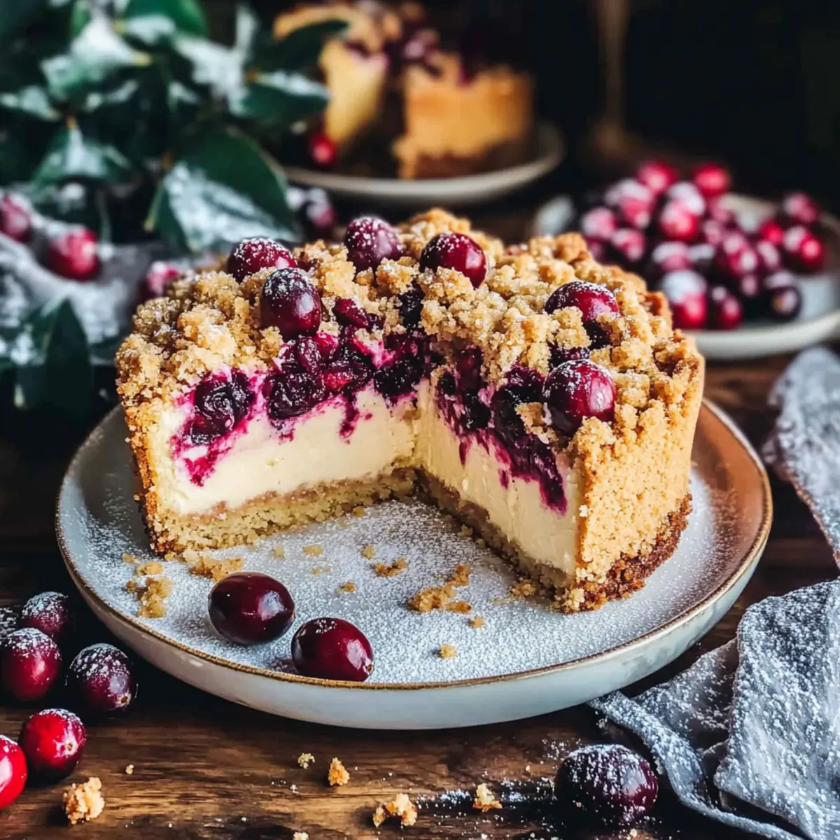 Irresistible Cranberry Crumb Cake with Lush Cheesecake Layer