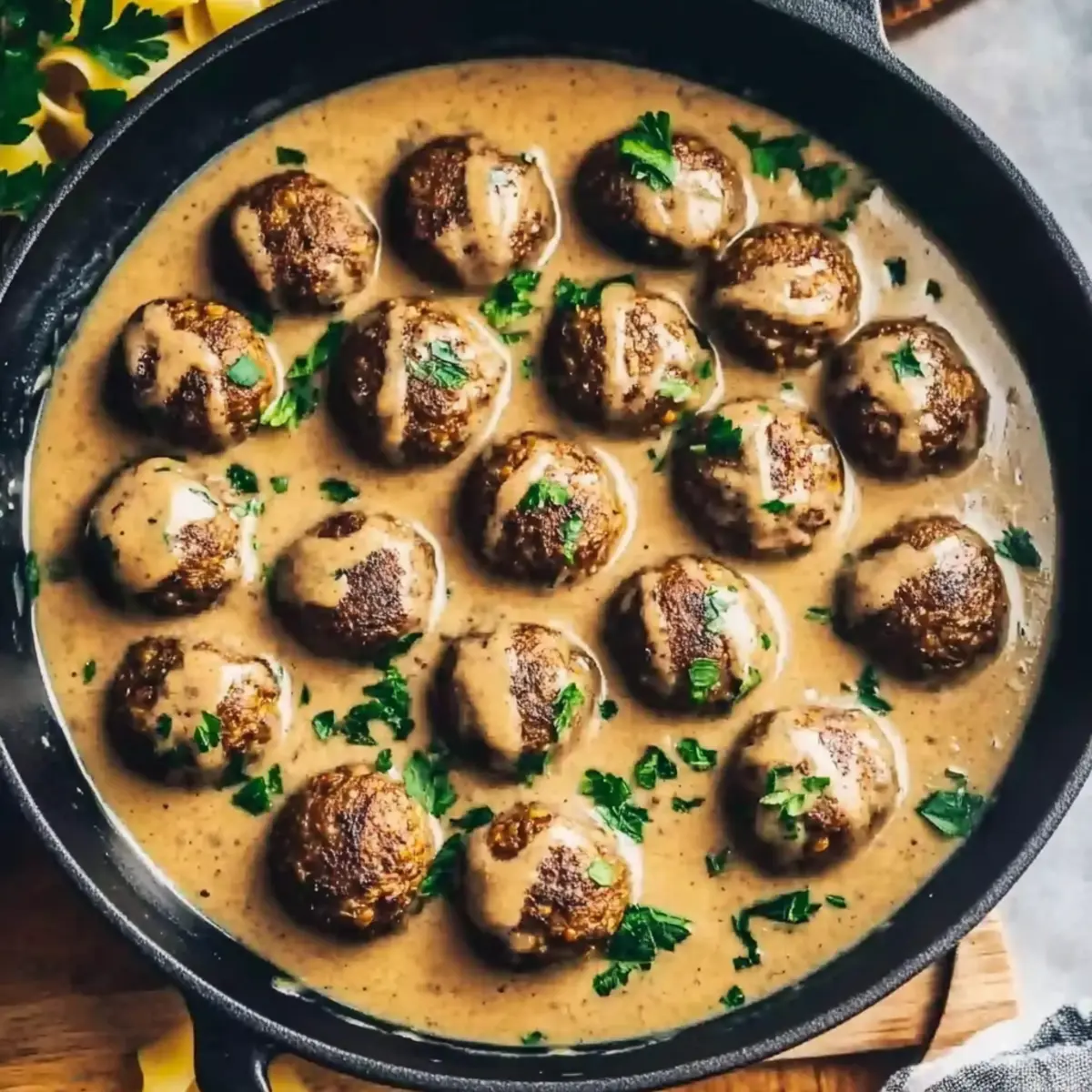 Savor Hearty Vegan Swedish Meatballs with Creamy Gravy Enjoyment