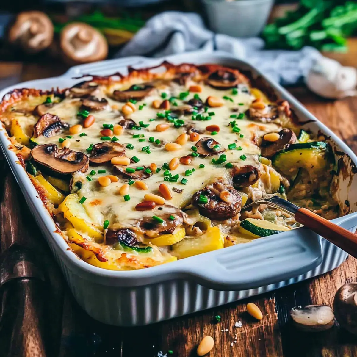 Savory Vegan Potato Bake with Creamy Mushroom-Zucchini Delight