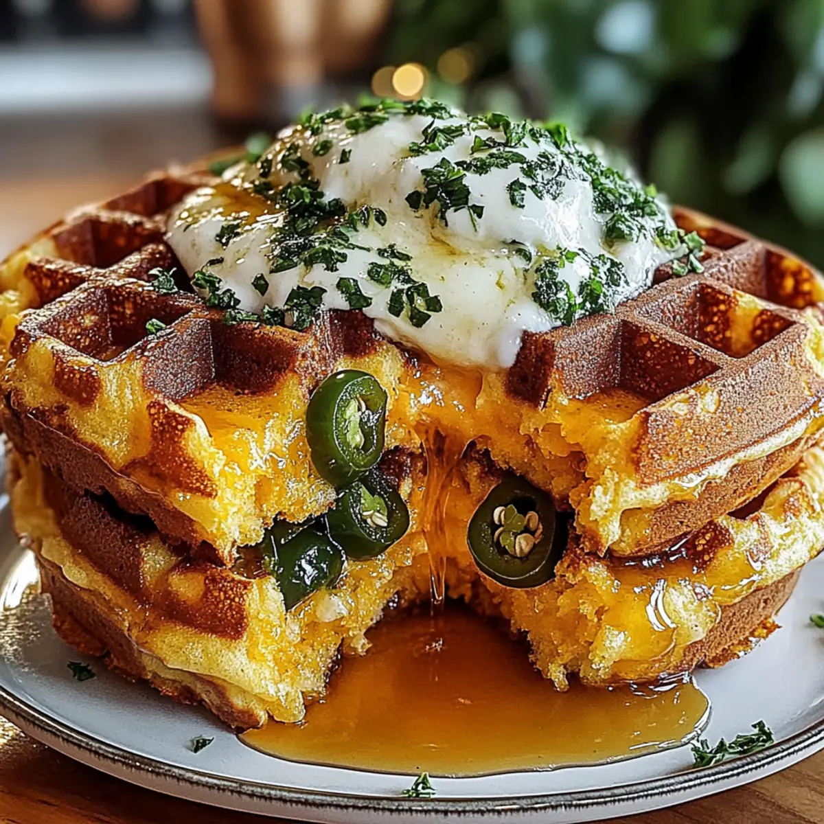 Cheddar Jalapeño Cornbread Waffles for a Savory Delight