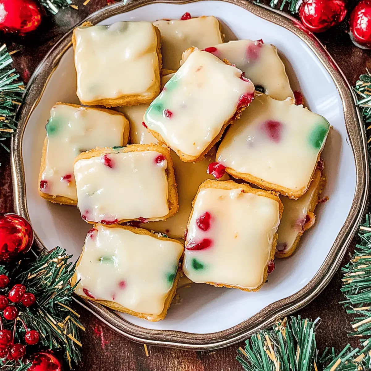 Deliciously Festive Glazed Fruitcake Shortbread Cookies