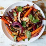 Roasted Carrots and Red Onions With Fennel and Mint