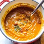 Spicy chorizo pumpkin soup