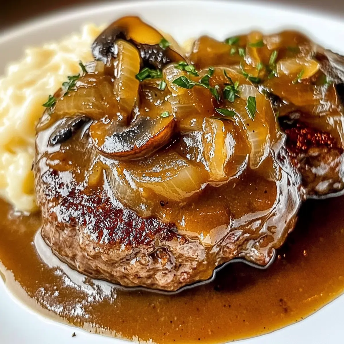 Juicy Hamburger Steak and Gravy for Cozy Comfort Nights