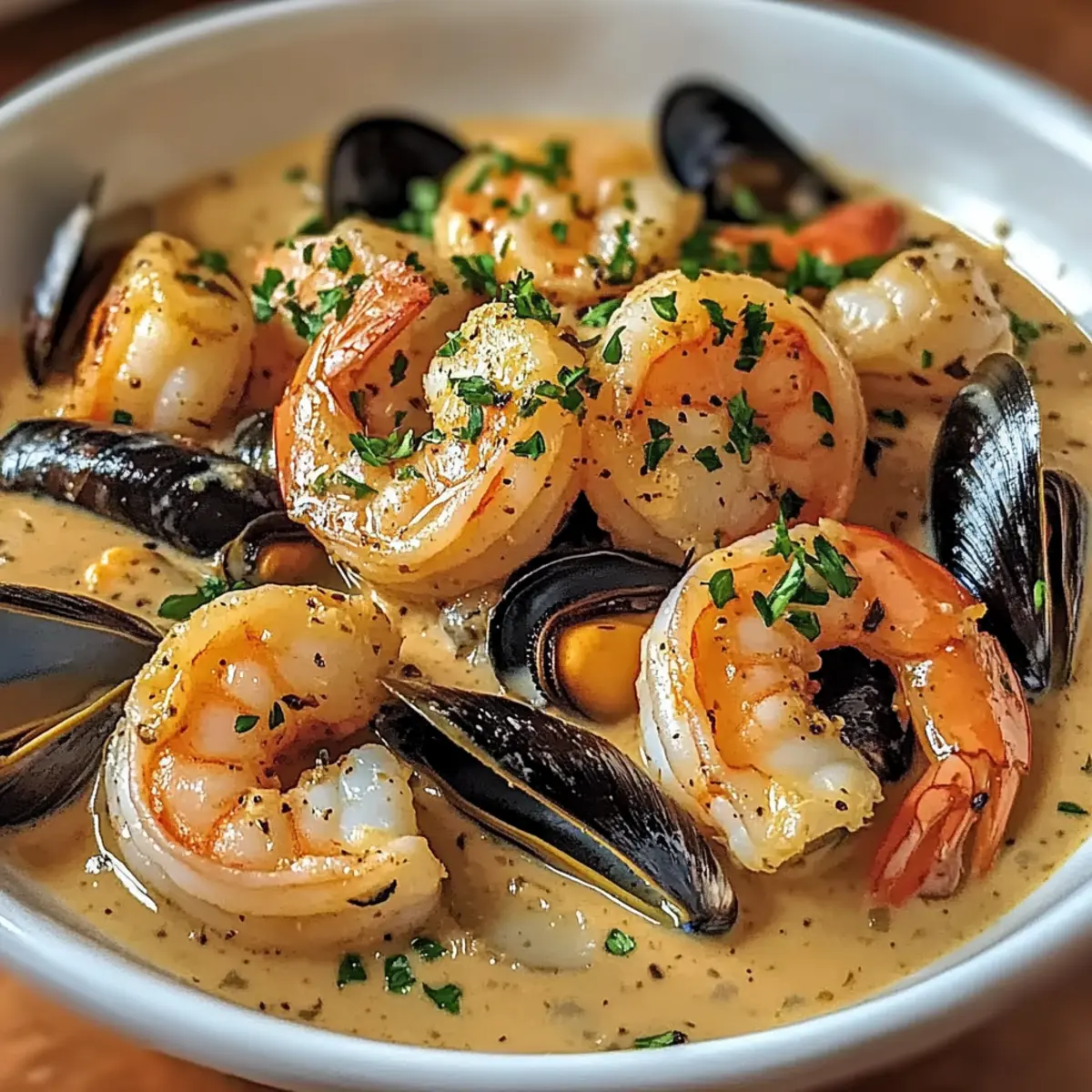 Shrimp and Mussels in Creamy Garlic Sauce for Ultimate Comfort