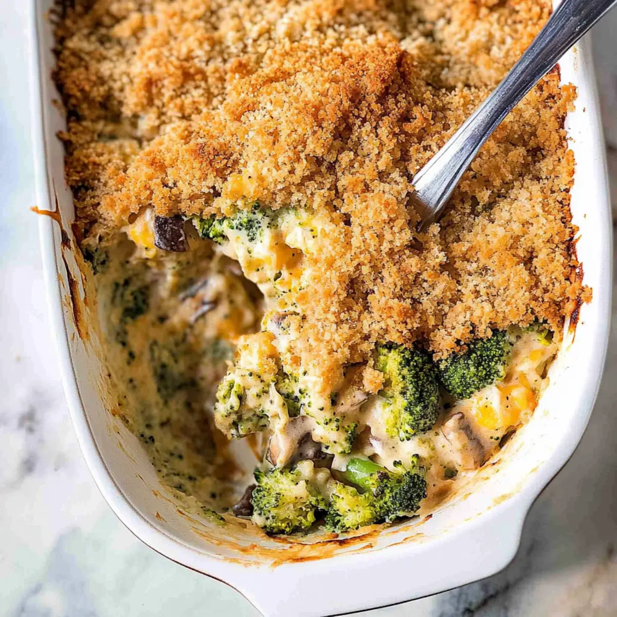 Creamy Broccoli Casserole with a Crunchy Cheese Topping