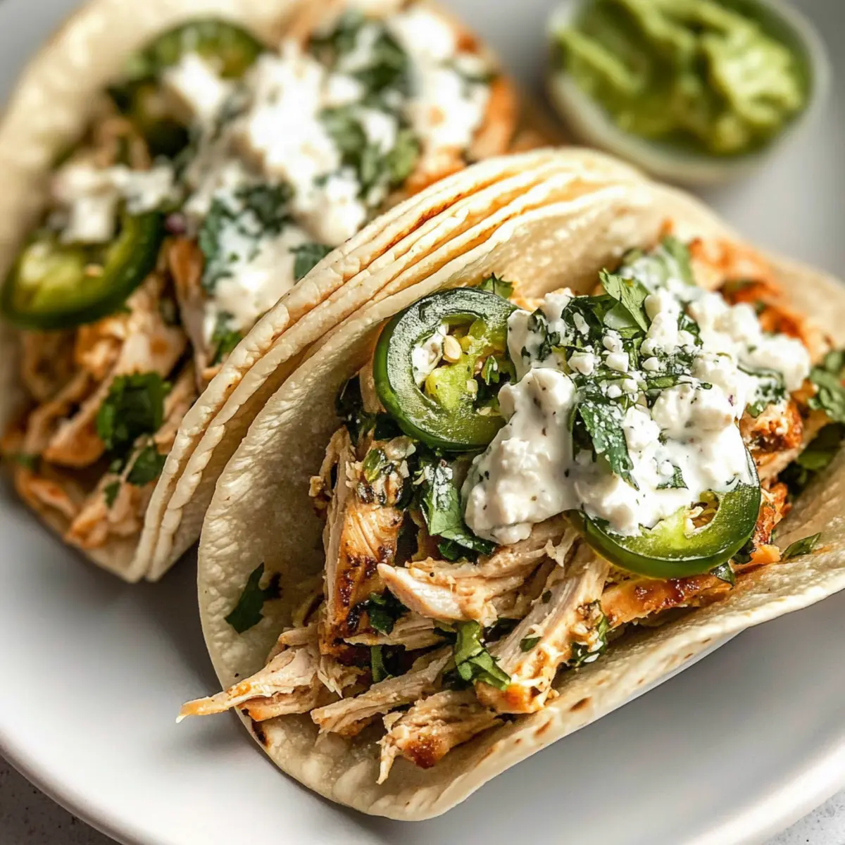 Savory Shredded Chicken Tacos with Creamy Chimichurri Twist