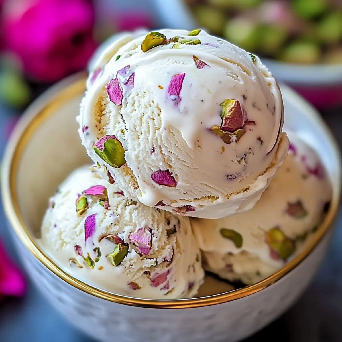 Creamy Rose Pistachio Ice Cream for Pure Bliss at Home