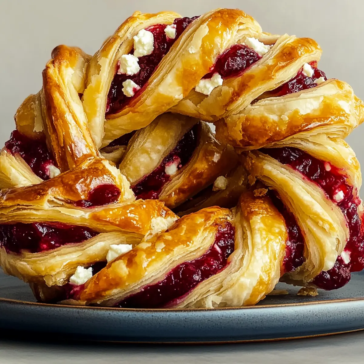 Cranberry-Feta Puff Pastry Wreaths for a Festive Touch