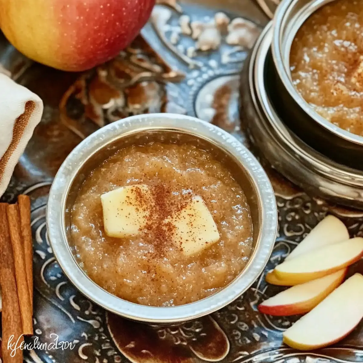 Warm and Comforting Hot Buttered Apple Sauce with Cinnamon and Nutmeg