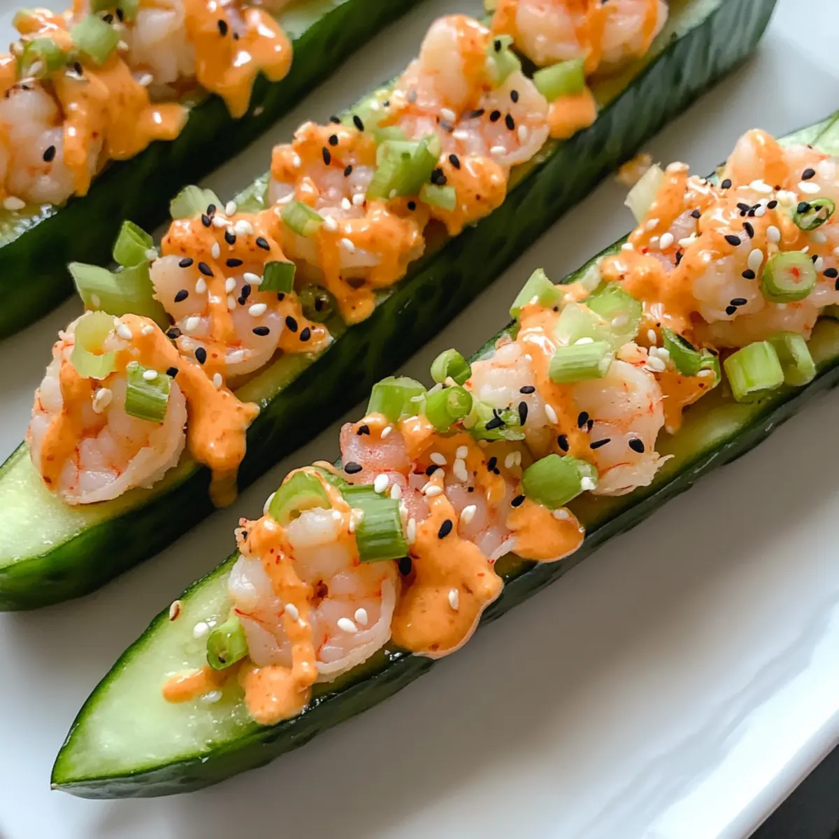 Delicious Shrimp Sushi Cucumber Boats with Oregon Bay Shrimp
