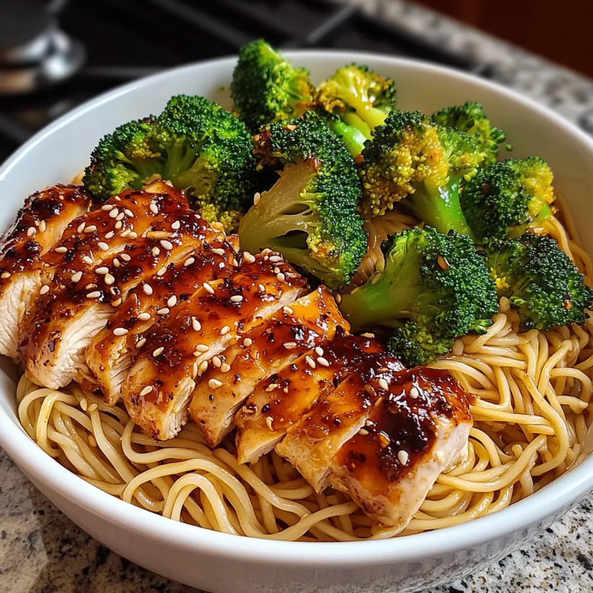 Spicy Garlic Chicken and Broccoli Noodle Bowls in 35 Minutes