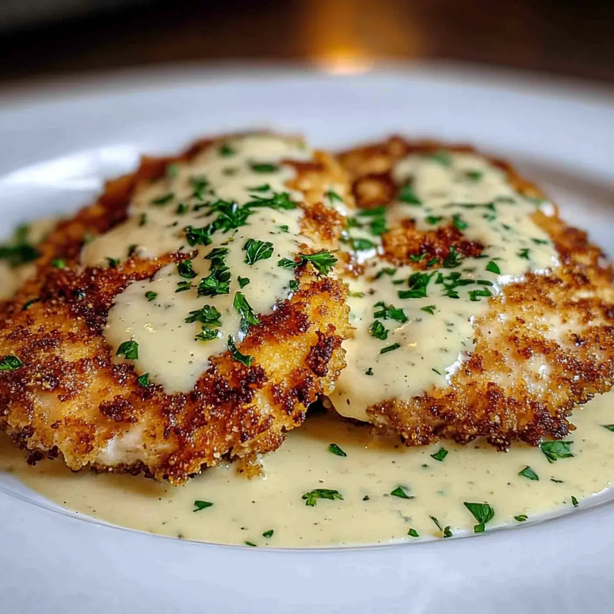 Parmesan Crusted Chicken with Creamy Garlic Sauce Bliss