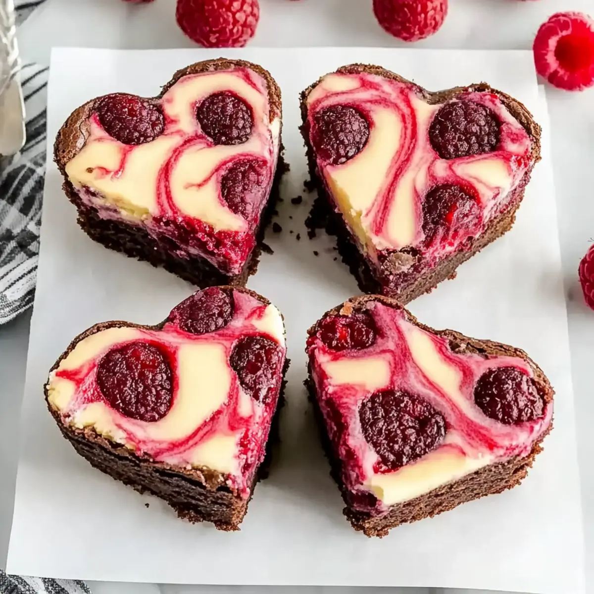 Delicious Heart Shaped Brownies with Raspberry Swirl Magic