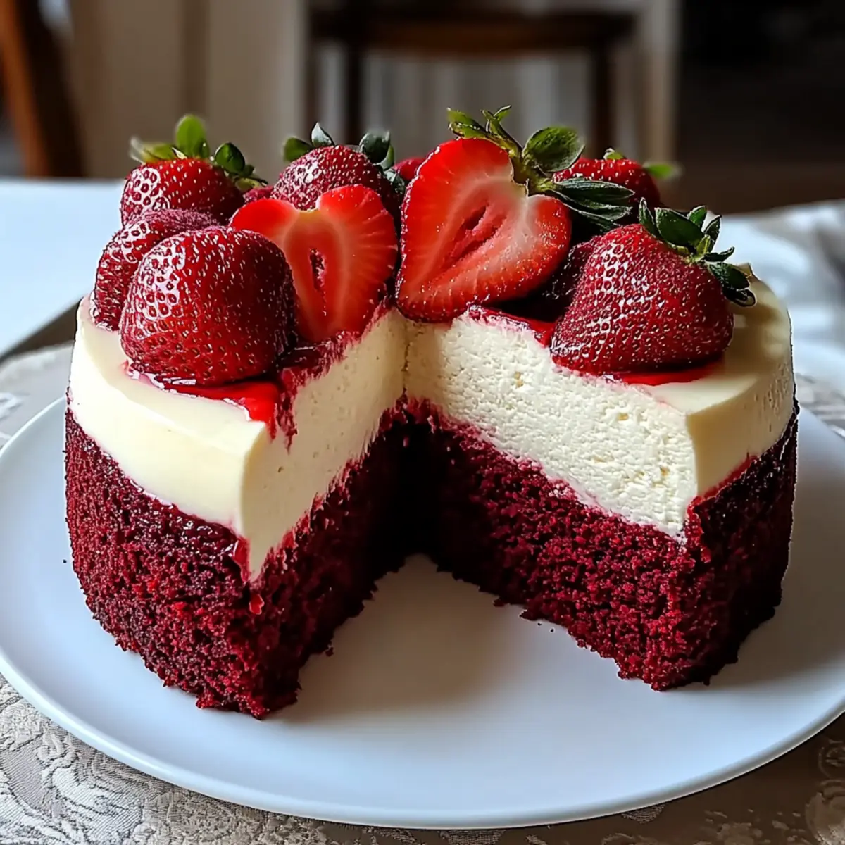 Indulge in Red Velvet Strawberry Cheesecake Bliss