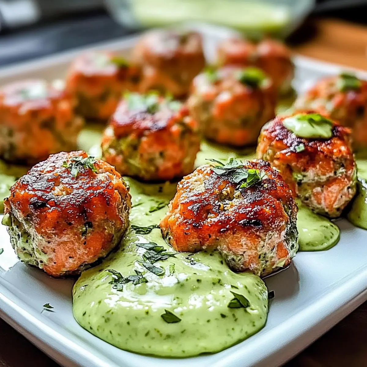 Baked Salmon Meatballs with Creamy Avocado Sauce You'll Love