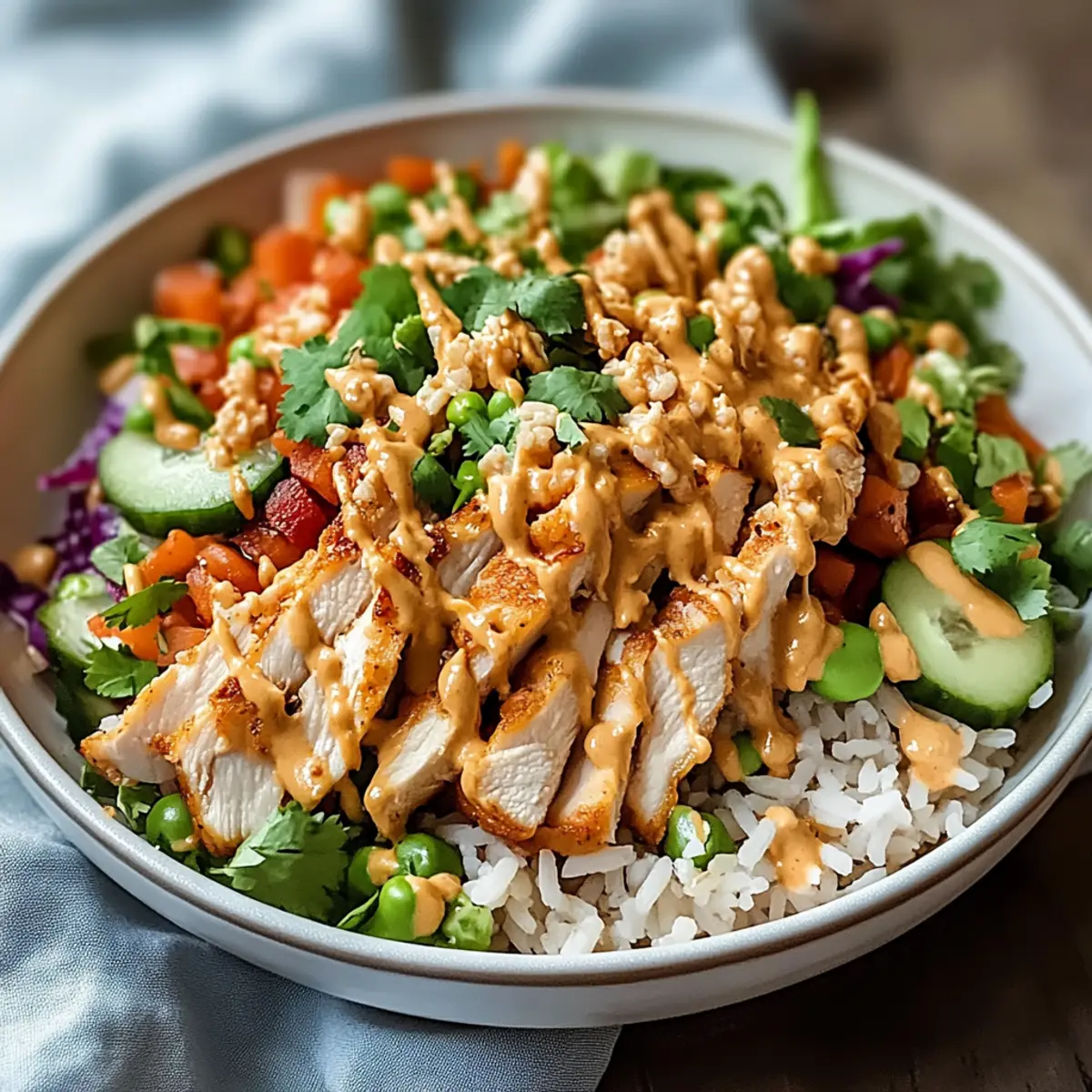 Chicken Crispy Rice Salad with Creamy Peanut Flavor Burst