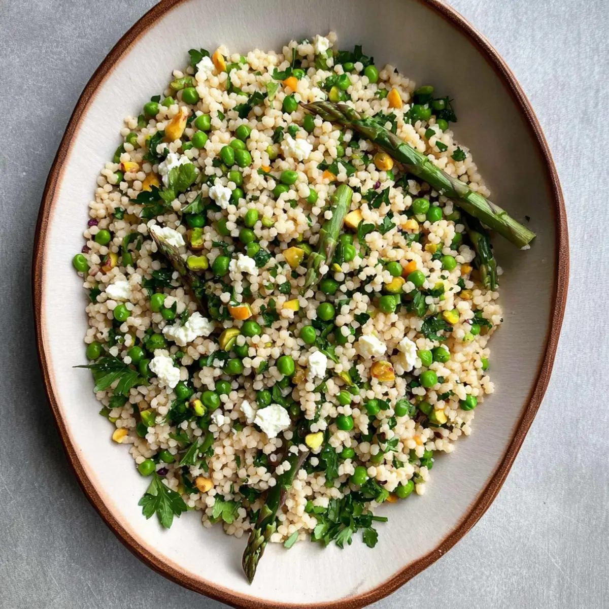 Bright Spring Couscous Salad with Feta Vinaigrette Delight