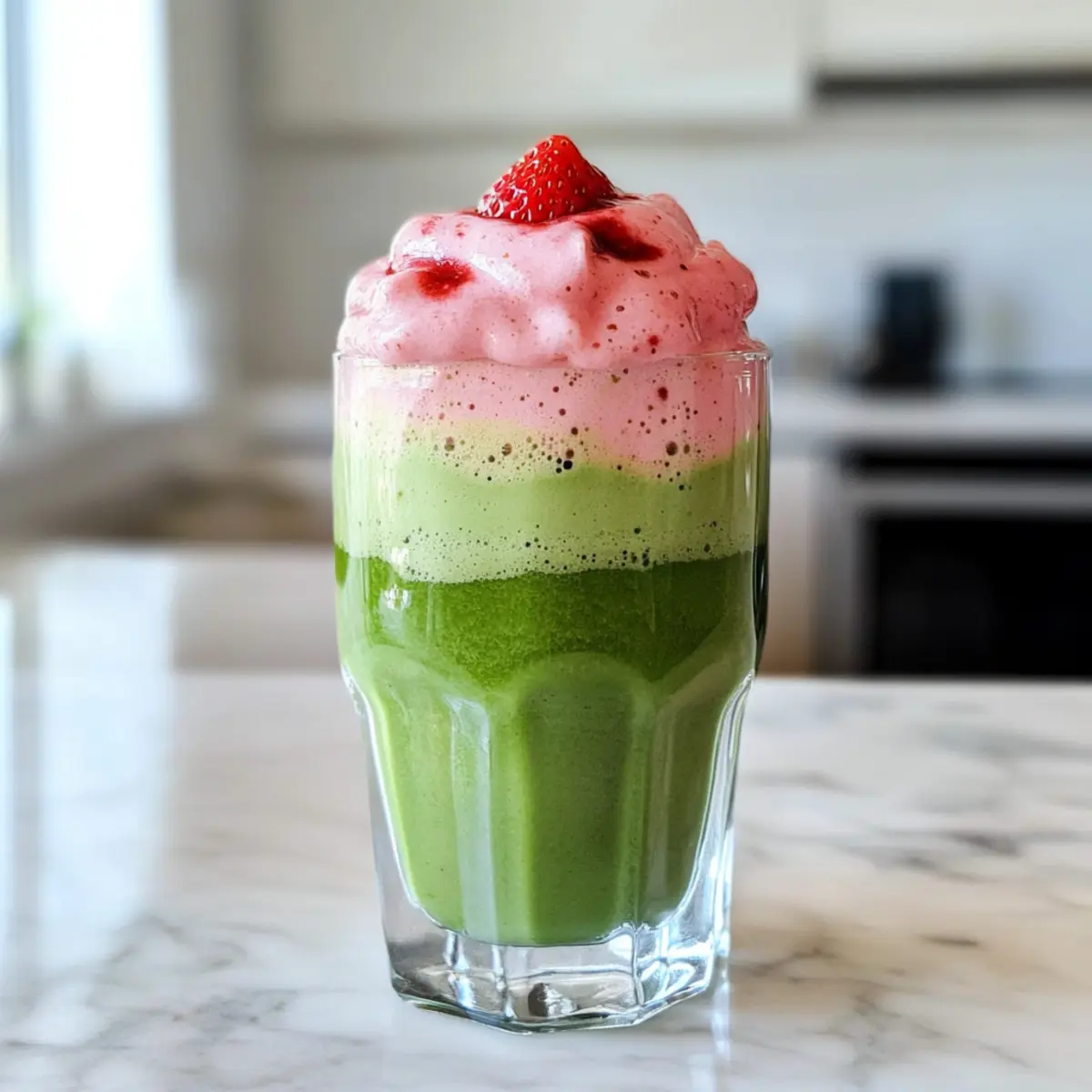 Iced Matcha Latte with Strawberry Cold Foam for Pure Bliss