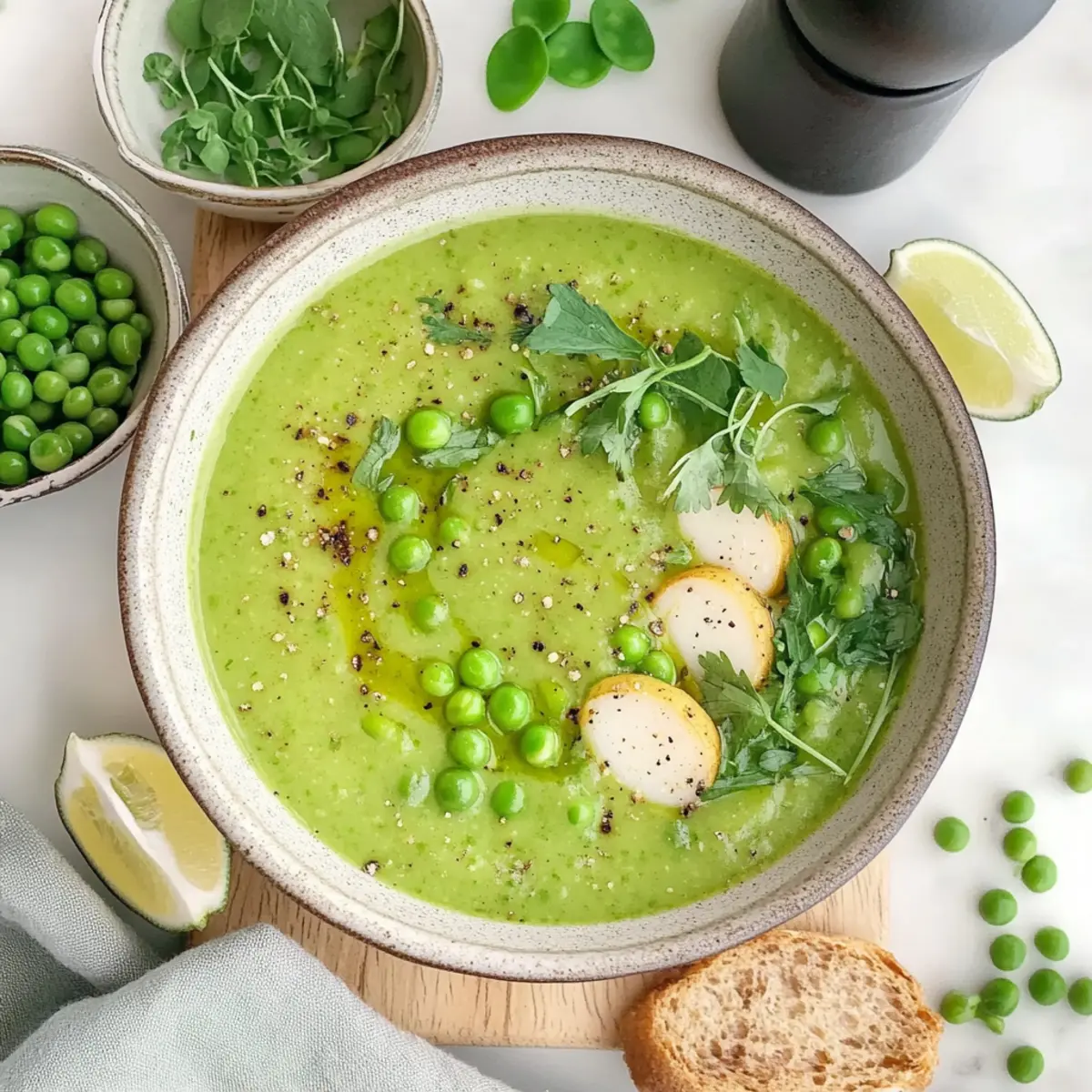 Vibrant Fresh Pea Soup: A Quick Vegan Delight