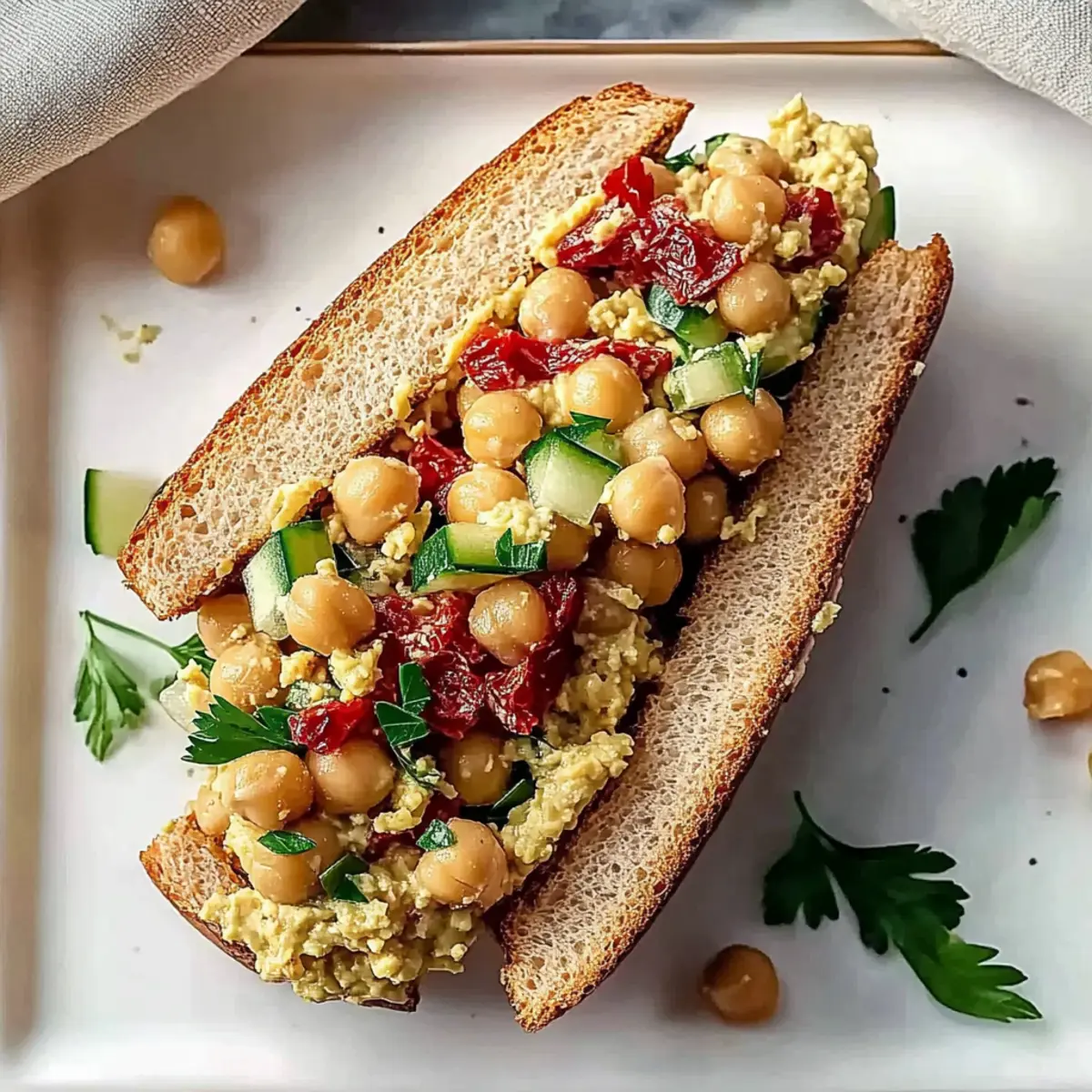 Mediterranean Chickpea Salad Sandwich for a Flavorful Boost