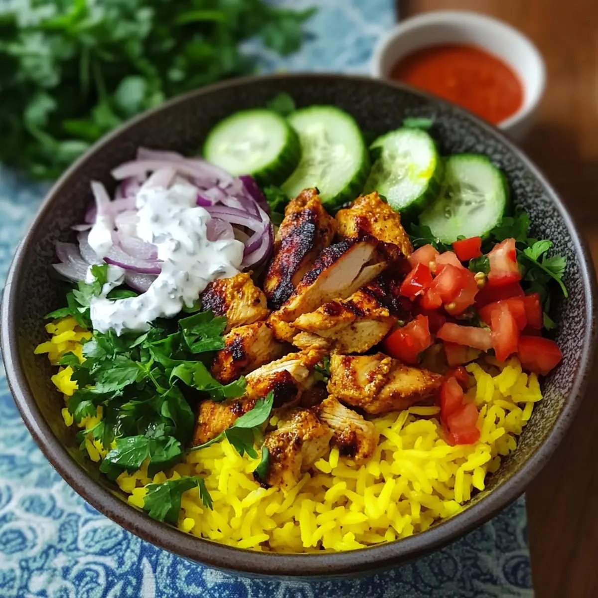 Savor the Flavor: Chicken Shawarma Bowl Yellow Rice Delight