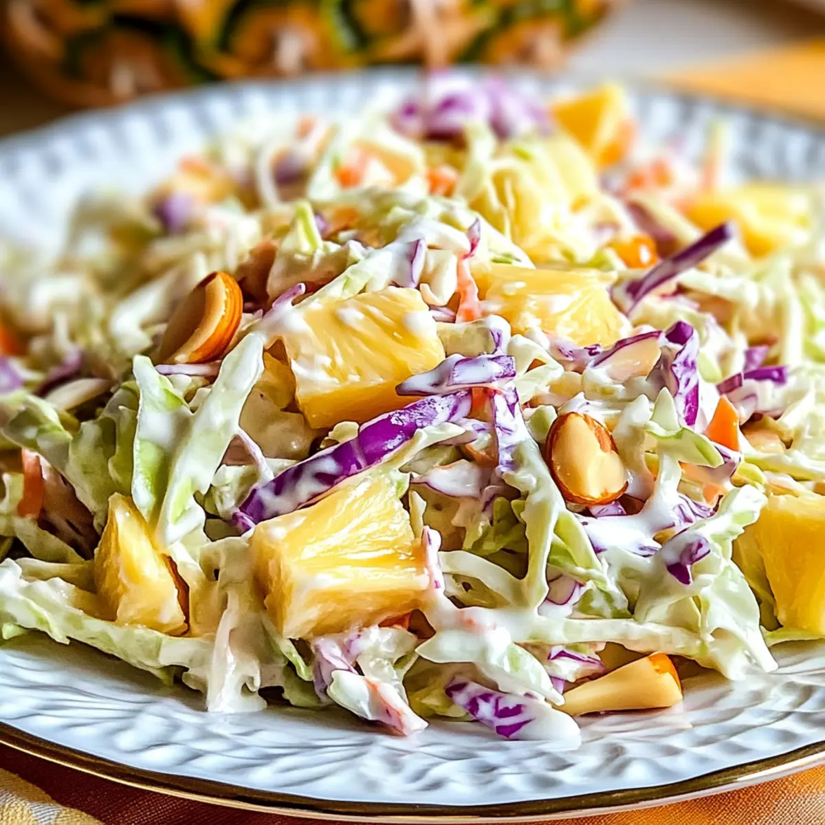 Tropical Hawaiian Pineapple Coleslaw with a Creamy Twist