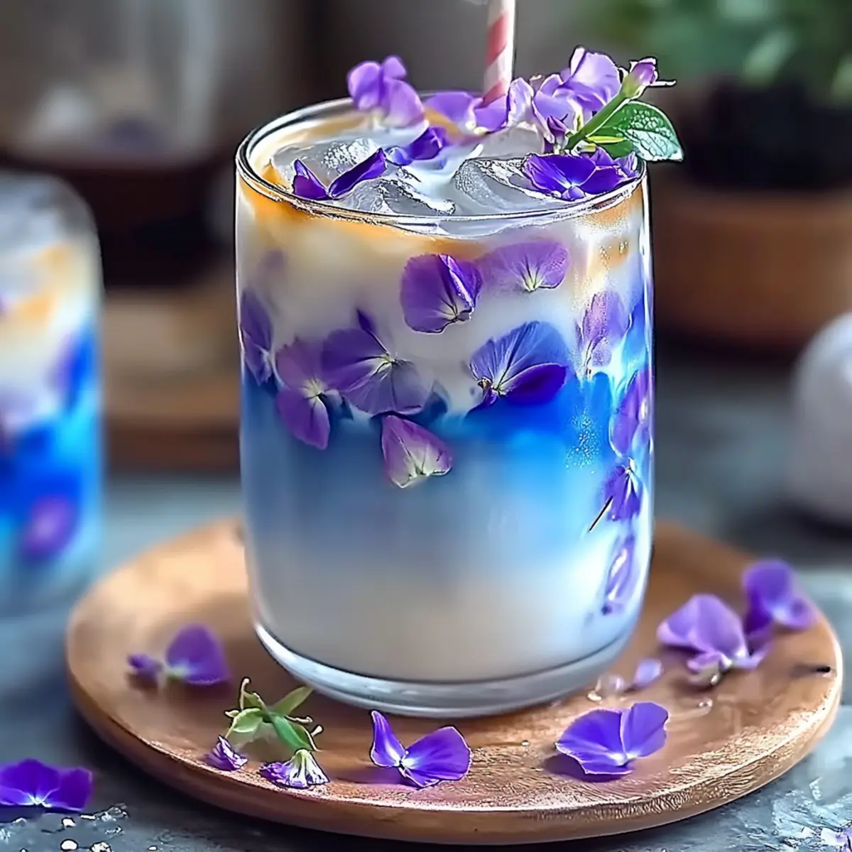 Iced Butterfly Pea Flower Tea Latte for a Refreshing Summer Treat