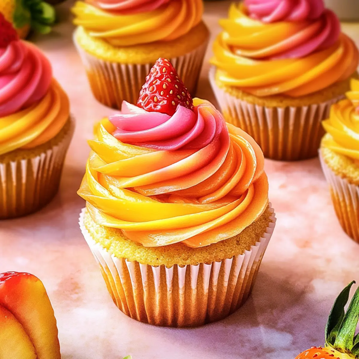 Mango Strawberry Sunset Cupcakes That Brighten Your Day