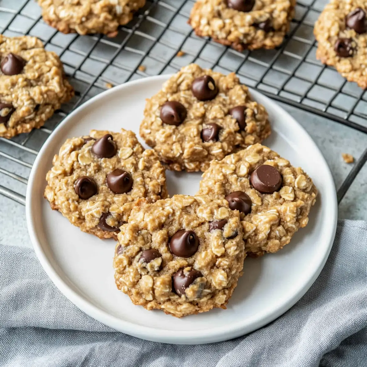 Chewy Peanut Butter Oatmeal Cookies with Chocolate Chips Bliss