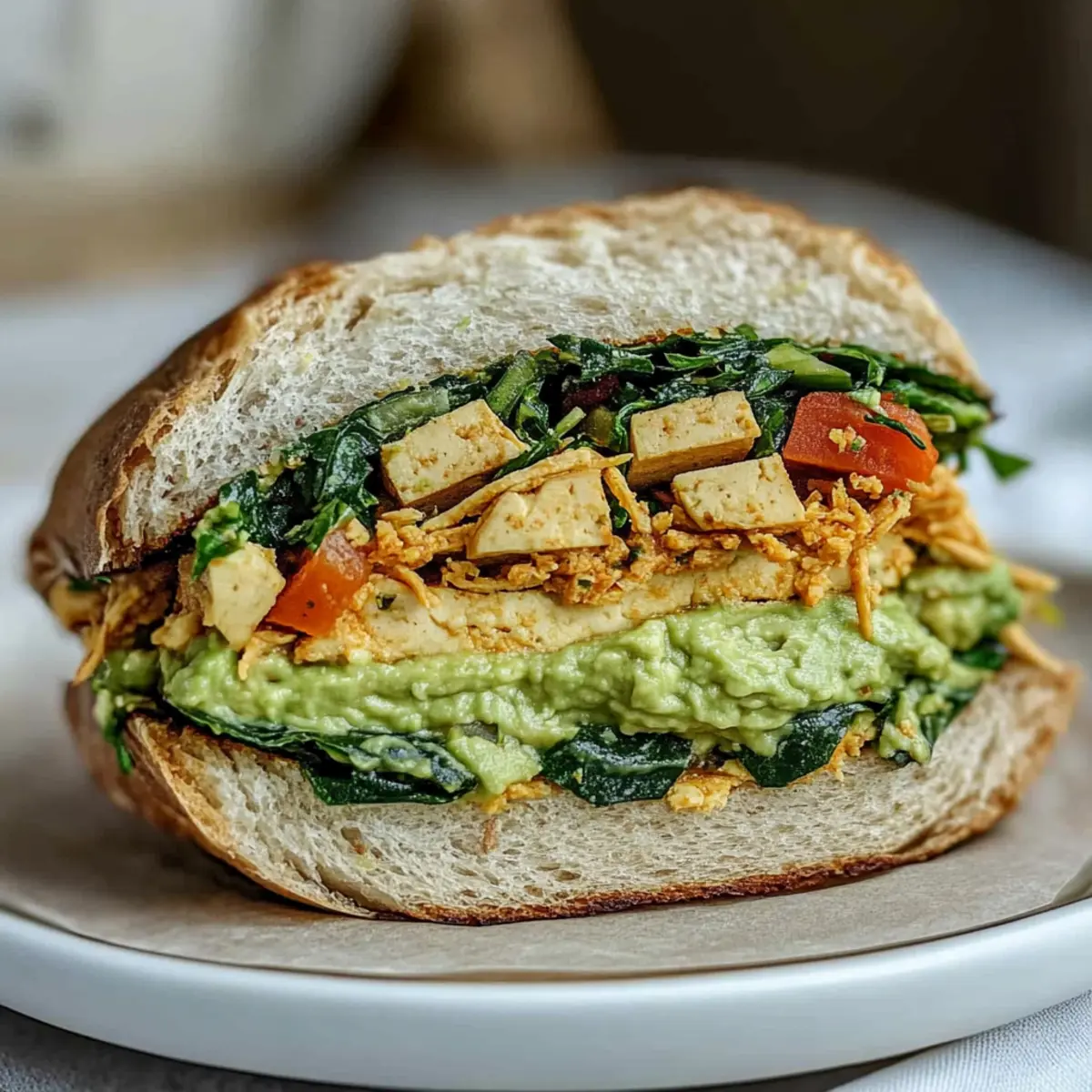Savory Shredded Tofu Breakfast Sandwich for a Protein Punch