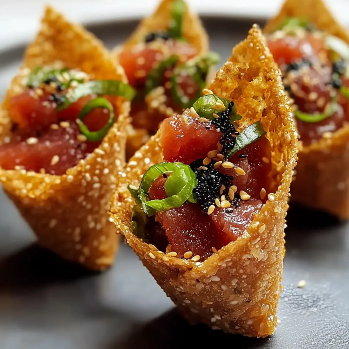 Delicious Spicy Tuna Sesame Miso Cones for Flavor Lovers